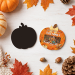 Personalized Pumpkin-Shaped Fall Pattern Photo Fridge Magnet with Quote and Text Home Decor Autumn Holiday Thanksgiving Gift for Family Friends