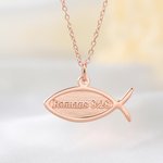 Personalised Bible Verse Ichthus Fish Sterling Silver Necklace Dainty Jewellery Religious Baptism Gift for Christian Catholic