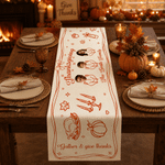 Personalized 2-10 Face Photos Table Runner with Family Name and Text Home Decoration Autumn Thanksgiving Friendsgiving Party Gift for Families Friends