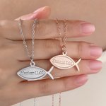 Personalised Bible Verse Ichthus Fish Sterling Silver Necklace Dainty Jewellery Religious Baptism Gift for Christian Catholic
