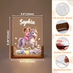 Personalized Fantasy Unicorn Photo Flower 3D-Style Character Artwork Acrylic LED Night Light with Name Birthday Christmas Gift for Best Friend Kid