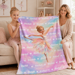 Personalized 3D-Effect Artwork Birth Flower Butterfly Ballet Girl Soft Throw Blanket with Name Home Use Birthday Gift for Ballet Lover