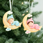 Décoration de Noël personnalisée en acrylique à suspendre « Premier Noël de bébé » avec prénom – Décoration pour sapin de Noël – Cadeau pour les nouveau-nés et les nouveaux parents