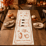 Personalized 2-10 Face Photos Table Runner with Family Name and Text Home Decoration Autumn Thanksgiving Friendsgiving Party Gift for Families Friends