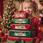 Personalized Reindeer Snowman Waterproof Stickers with Name Christmas Party Gift for Family Kids