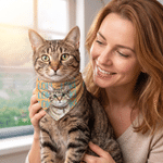 Bandana souple multicolore pour animal de compagnie, personnalisé avec une photo aquarellée et son nom – Cadeau d'anniversaire ou pour une fête, destiné aux propriétaires et aux amoureux des animaux