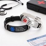 Gepersonaliseerde, verstelbare ‘Star of Life’-medische alarmarmband met ID-naamplaatje en QR-code – geschikt voor dagelijks gebruik, op reis en als medisch cadeau voor patiënten, familie en kinderen