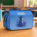 Personalised Magical Cartoon Baby Dragon Birthstone Double-Layer Large Capacity Pencil Case with Name Birthday Back to School Gift for Kids