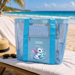 Personalized Birthstone Dragon Mesh Beach Tote Bag with Name Summer Vacation Swimming Pool Birthday Gift for Kids