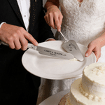 Personalized Retro Stainless Steel Cake Forks Knife Server Cutting Set with Name and Date Wedding Anniversary Gift for Bride Groom