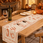 Personalized 2-10 Face Photos Table Runner with Family Name and Text Home Decoration Autumn Thanksgiving Friendsgiving Party Gift for Families Friends