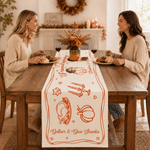 Personalized 2-10 Face Photos Table Runner with Family Name and Text Home Decoration Autumn Thanksgiving Friendsgiving Party Gift for Families Friends