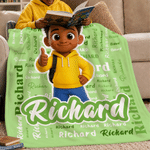 Manta suave multicolor personalizada con diseño de personajes en estilo 3D y foto, con nombre; decoración para el hogar; regalo de cumpleaños para la familia, niños y niñas