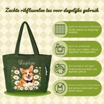 Gepersonaliseerde grote ribfluwelen tas met huisdierfoto geboortebloem en naam - cadeau voor verjaardagen en jubilea voor huisdiereigenaren