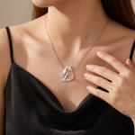 Personalised Hollow Horse Rose Sterling Silver Necklace with Name and Birthstone Dainty Jewellery Birthday Gift for Horse Lovers