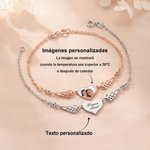 Pulsera personalizada con foto termosensible y alas de ángel en corazón con texto grabado regalo conmemorativo para mujeres y amantes de las mascotas