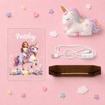 Personalized Fantasy Unicorn Photo Flower 3D-Style Character Artwork Acrylic LED Night Light with Name Birthday Christmas Gift for Best Friend Kid