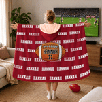 Personalised Multicolour American American Football Pattern Soft Hooded Blanket with Name and Number Game Day Birthday Gift for Kids Family Friends