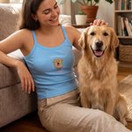 Personalized Multicolour Embroidery Pet Photo Portrait Tank Top with Name Birthday Party Gift for Dog Cat Mom Pet Lovers