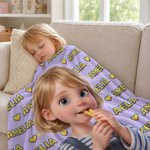 Couverture douillette personnalisée, multicolore, style 3D, avec illustration de personnage en peluche et photo, avec prénom – Décoration d'intérieur, cadeau d'anniversaire pour enfants et toute la fa