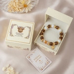 Personalized Highland Cow Beaded Bracelet Gift Box Card Set with Name and Text Birthday Anniversary Gift for Women Highland Cow Lovers