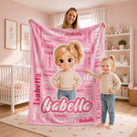 Manta suave multicolor personalizada con diseño de personajes en estilo 3D y foto, con nombre; decoración para el hogar; regalo de cumpleaños para la familia, niños y niñas