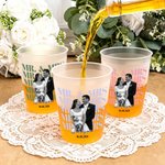 Personalized Mr Mrs Black and White Photo Frosted Plastic Cups with Name and Date Set of 10 Wedding Party Anniversary Gift for Couple