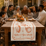 Personalized 2-10 Face Photos Table Runner with Family Name and Text Home Decoration Autumn Thanksgiving Friendsgiving Party Gift for Families Friends