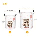 Cesto portabiancheria personalizzato con animali in stile cartone animato, impermeabile e di grande capienza, con nome e iniziale: decorazione per la camera da letto e regalo di compleanno per bambini