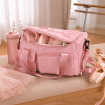 Personalized 3D-Style Artwork Ballet Girl Photo Birth Flower Large Travel Bag with Name and Shoulder Strap Travel Birthday Gift for Ballet Lover Girl