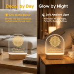 Personalized Happy Diwali Diya Calendula LED Acrylic Night Light with Text Family Name and Wooden Base Home Decor Religious Gift for Family Friends
