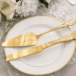Personalized Retro Stainless Steel Cake Forks Knife Server Cutting Set with Name and Date Wedding Anniversary Gift for Bride Groom