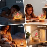 Personalisiertes Tiermotiv-LED-Nachtlicht mit Initiale und Namen | mit Holzsockel | Wohnaccessoire | Schulanfangs- und Geburtstagsgeschenk für Kinder