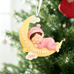 Décoration de Noël personnalisée en acrylique à suspendre « Premier Noël de bébé » avec prénom – Décoration pour sapin de Noël – Cadeau pour les nouveau-nés et les nouveaux parents