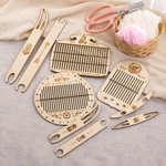 Personalized Engraved Line Wolf Owl Ship Pattern Wooden Backstrap Weaving Loom Set with Text Birthday DIY Gift for Knitting Lovers Beginners