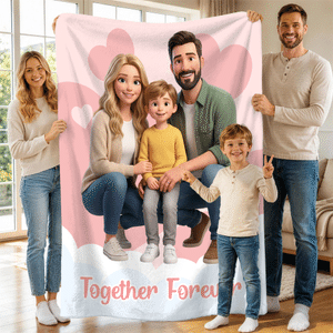 Personalized Multicolour 3D-Effect Artwork Cartoon Character Photo Soft Throw Blanket with Text Home Decor Birthday Gift for Family Friends
