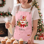 Personalised Cute Snowflake Gingerbread Man Baking Apron with Name Christmas Gift for Bakers Chefs Baking Lovers