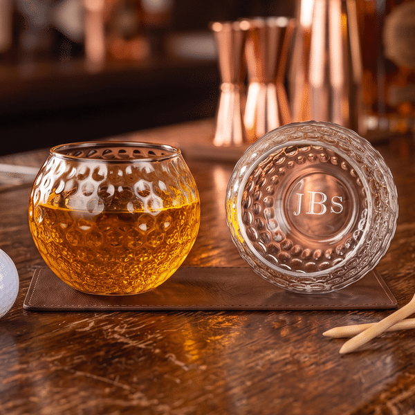 Personalised Golf Ball Whisky Glass with Name and Monogram Home Decor Golf Club Birthday Gift for Men Dads Groomsmen Golf Lovers