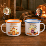 Taza esmaltada personalizada con personaje de dibujos animados de Halloween y nombre: regalo de Halloween para niños, ideal para tomar algo a diario
