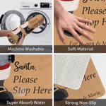 Personalised Santa Boots Please Stop Here Non-Slip Flannel Doormat with Text Christmas Winter Holiday Gift for Family Friends