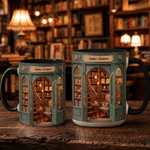 Personalized 3D-Effect Artwork Bookstore 11 oz 15 oz Ceramic Coffee Mug with Text Daily Drinking Birthday Gift for Book Lovers Bookworms