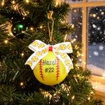 Personalised Softball Bow Ornament with Name and Number Home Tree Decor Sports Team Christmas Gift for Softball Players Lovers 4
