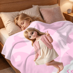 Personalized Multicolour 3D-Effect Artwork Cartoon Character Photo Soft Throw Blanket with Text Home Decor Birthday Gift for Family Friends
