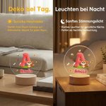 Personalisiertes Tiermotiv-LED-Nachtlicht mit Initiale und Namen | mit Holzsockel | Wohnaccessoire | Schulanfangs- und Geburtstagsgeschenk für Kinder