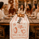 Personalized 2-10 Face Photos Table Runner with Family Name and Text Home Decoration Autumn Thanksgiving Friendsgiving Party Gift for Families Friends