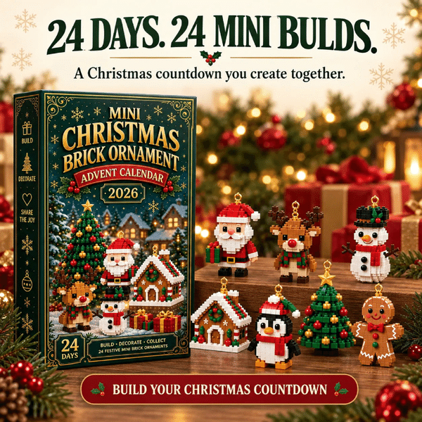 24 Days Christmas Brick Advent Calendar, Buildable Mini Holiday Building Block Ornaments, Hangable Christmas Tree Decor, Family Activity Gift for Kids