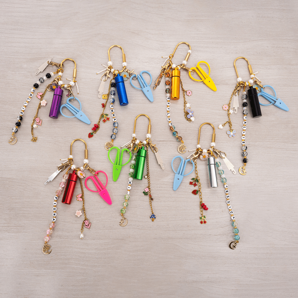 Personalised Colourful Needlepoint Tool Kit Bag Charm with Name Embroidery Cross Stitch Accessories Birthday Gift for Needlework Lovers 2