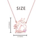 Personalised Hollow Horse Rose Sterling Silver Necklace with Name and Birthstone Dainty Jewellery Birthday Gift for Horse Lovers