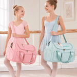 Personalized 3D-Style Artwork Ballet Girl Photo Birth Flower Large Travel Bag with Name and Shoulder Strap Travel Birthday Gift for Ballet Lover Girl