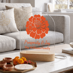 Personalized Happy Diwali Diya Calendula LED Acrylic Night Light with Text Family Name and Wooden Base Home Decor Religious Gift for Family Friends